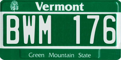 VT license plate BWM176