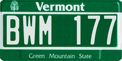 VT license plate BWM177