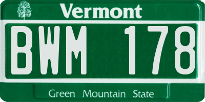 VT license plate BWM178