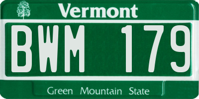 VT license plate BWM179
