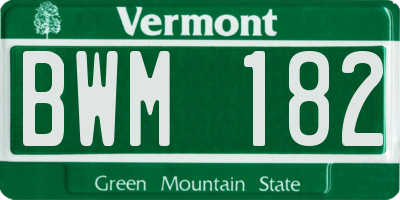 VT license plate BWM182