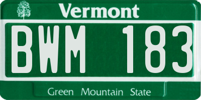 VT license plate BWM183