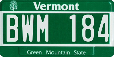 VT license plate BWM184