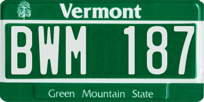 VT license plate BWM187