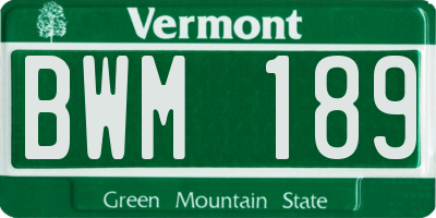 VT license plate BWM189