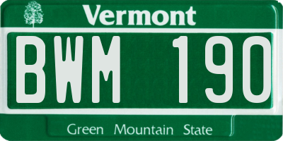 VT license plate BWM190