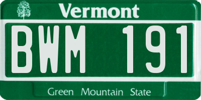 VT license plate BWM191