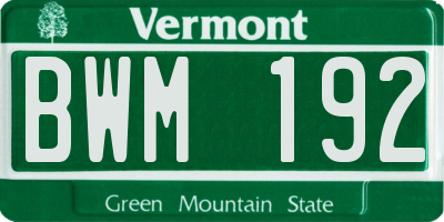 VT license plate BWM192