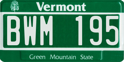 VT license plate BWM195