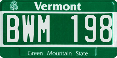 VT license plate BWM198