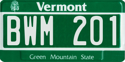 VT license plate BWM201