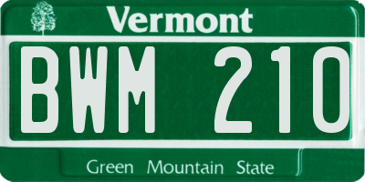 VT license plate BWM210