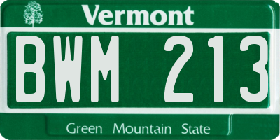 VT license plate BWM213