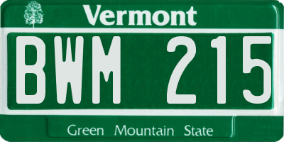 VT license plate BWM215