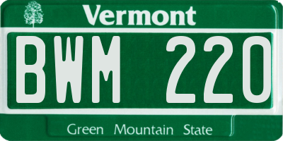 VT license plate BWM220