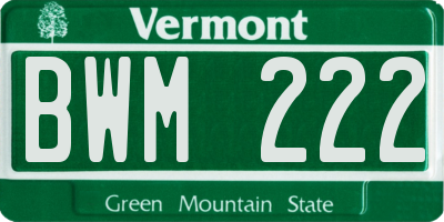 VT license plate BWM222