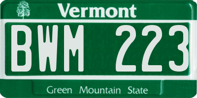 VT license plate BWM223