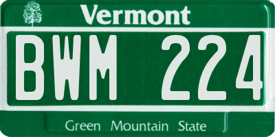 VT license plate BWM224