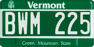 VT license plate BWM225