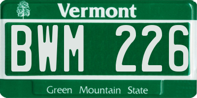 VT license plate BWM226