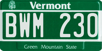 VT license plate BWM230