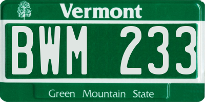 VT license plate BWM233