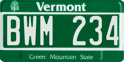 VT license plate BWM234