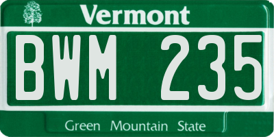 VT license plate BWM235