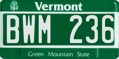VT license plate BWM236