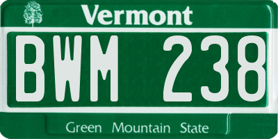 VT license plate BWM238