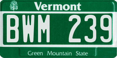 VT license plate BWM239