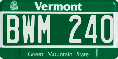 VT license plate BWM240