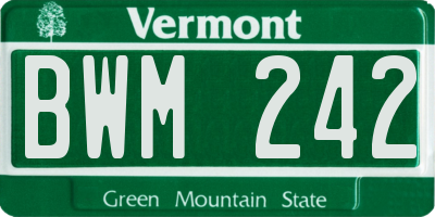 VT license plate BWM242