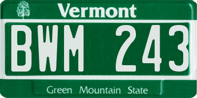 VT license plate BWM243