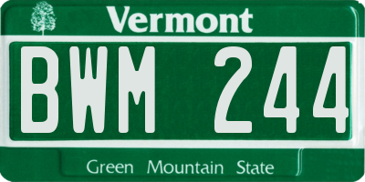 VT license plate BWM244