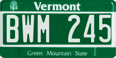 VT license plate BWM245
