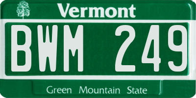 VT license plate BWM249