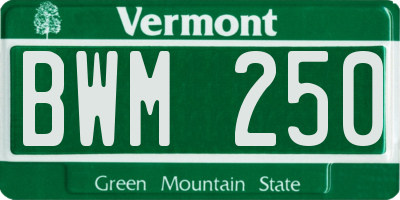 VT license plate BWM250
