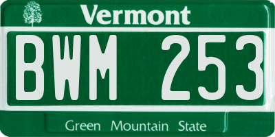 VT license plate BWM253