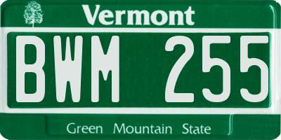 VT license plate BWM255