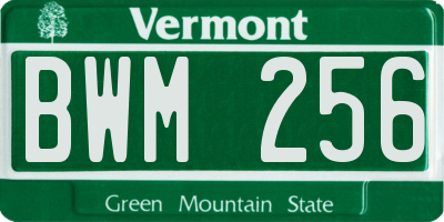 VT license plate BWM256