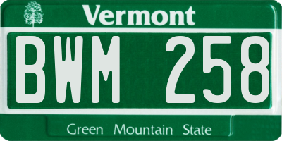 VT license plate BWM258