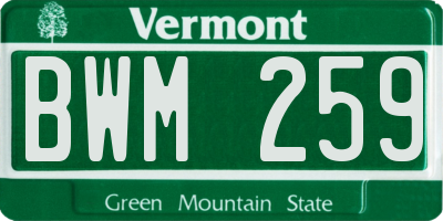VT license plate BWM259