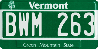 VT license plate BWM263