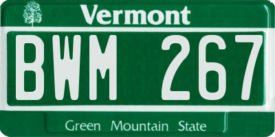 VT license plate BWM267