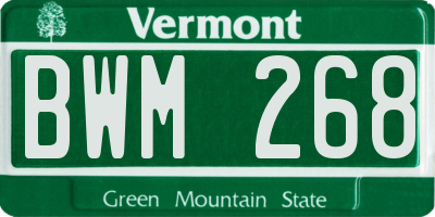VT license plate BWM268