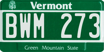 VT license plate BWM273