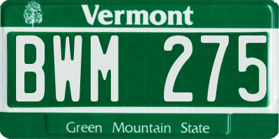 VT license plate BWM275