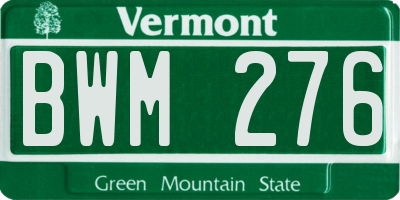 VT license plate BWM276