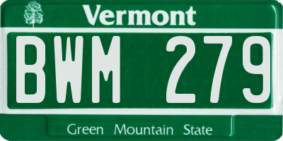 VT license plate BWM279